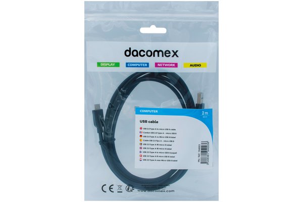 DACOMEX USB 2.0 Type A to micro USB B cable  black - 2 m