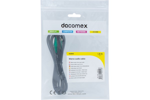DACOMEX Sachet cordon st&eacute;r&eacute;o jack 3.5 mm - 1,8 m