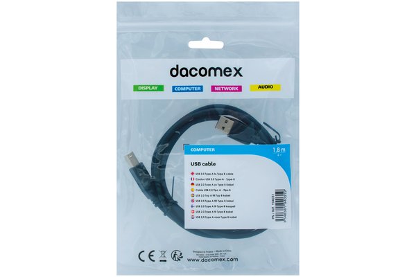 DACOMEX USB 2.0 Type A to Type B cable black - 1,8 m
