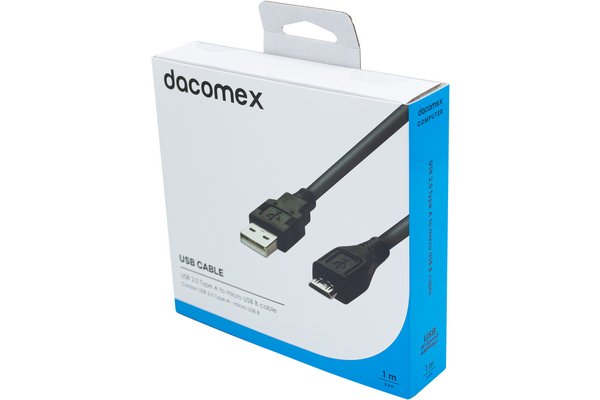 DACOMEX Cordon USB 2.0 Type-A - micro USB B noir - 1 m