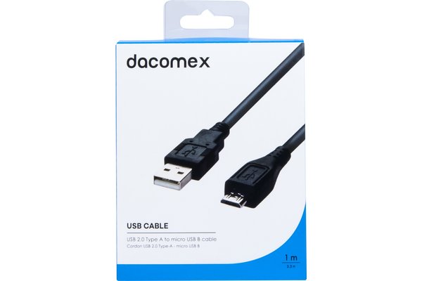 DACOMEX USB 2.0 Type A to micro USB B cable black - 1 m
