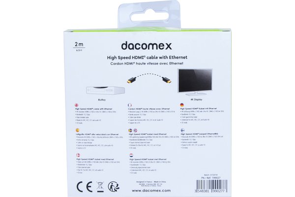DACOMEX Cordon HDMI haute vitesse avec Ethernet - 2 m