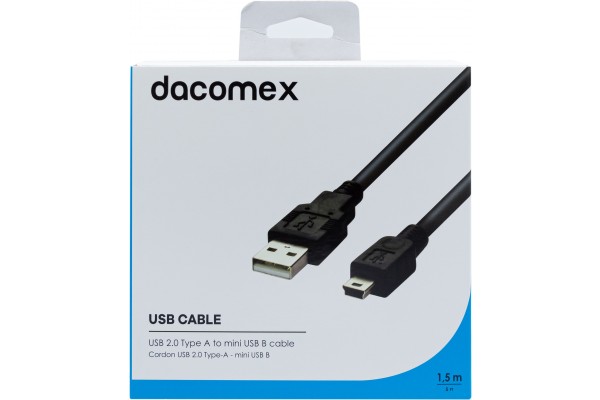 DACOMEX Cordon USB 2.0 Type-A - mini USB B noir - 1,5 m