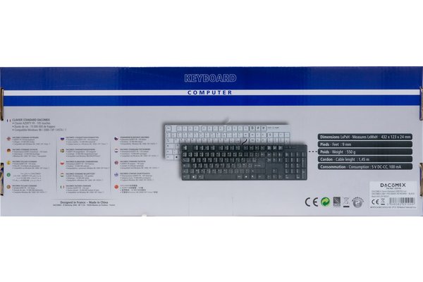 Dacomex USB + PS/2 Basic Keyboard- Black