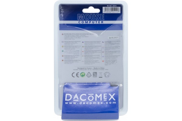 DACOMEX Mini souris M100-U noire &agrave; cordon usb r&eacute;tractable