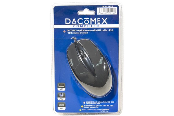 Dacomex USB+PS/2 Optical Mouse- Black