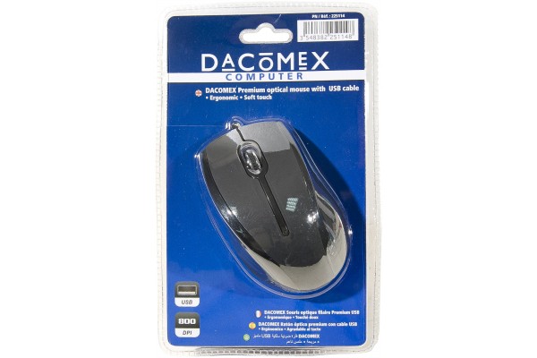 DACOMEX  Premium USB Optical Mouse- Black