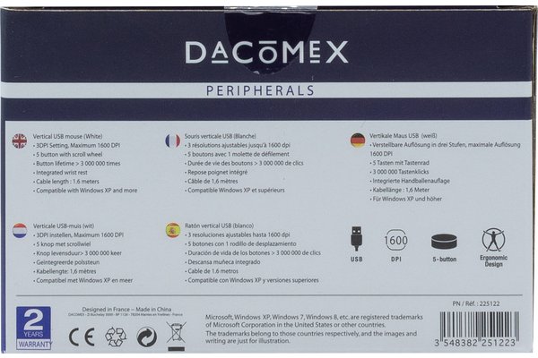 DACOMEX V200U Vertical mouse white